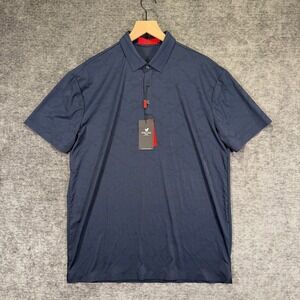 Pavini Polo Shirt Geometric Pattern Navy Short Sleeve XL
